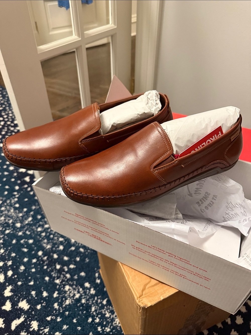 PIKOLINOS Men's Cognac Leather Slip-On Loafers